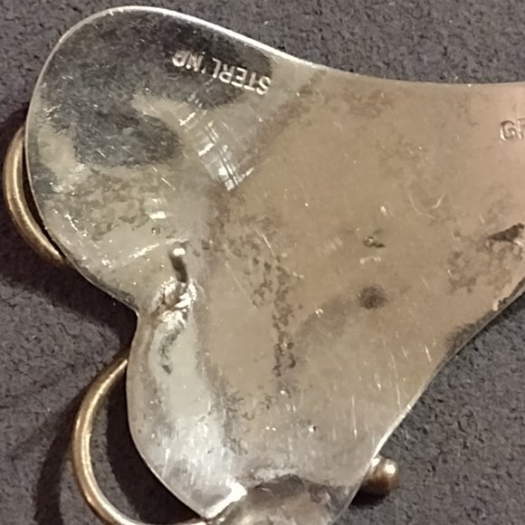 Vintage Modernist Sterling Groves Heart Earrings - Picture 6 of 9